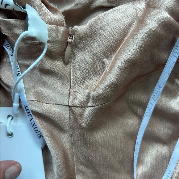 SHONA JOY Ruched Backless Lace Up Slip Dress La Lune Desert Rose NWT Size 6 - Picture 10 of 12